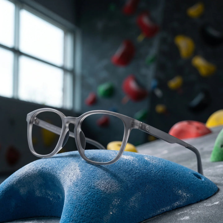 Lentes ópticos deportivos Bonoboss Serena Gris escalada pared #editorial_lifestyle1 #color_gris