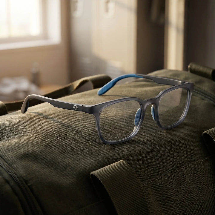 Lentes ópticos deportivos Bonoboss Serena Azul bolso deportivo #editorial_sustentabilidad #color_azul