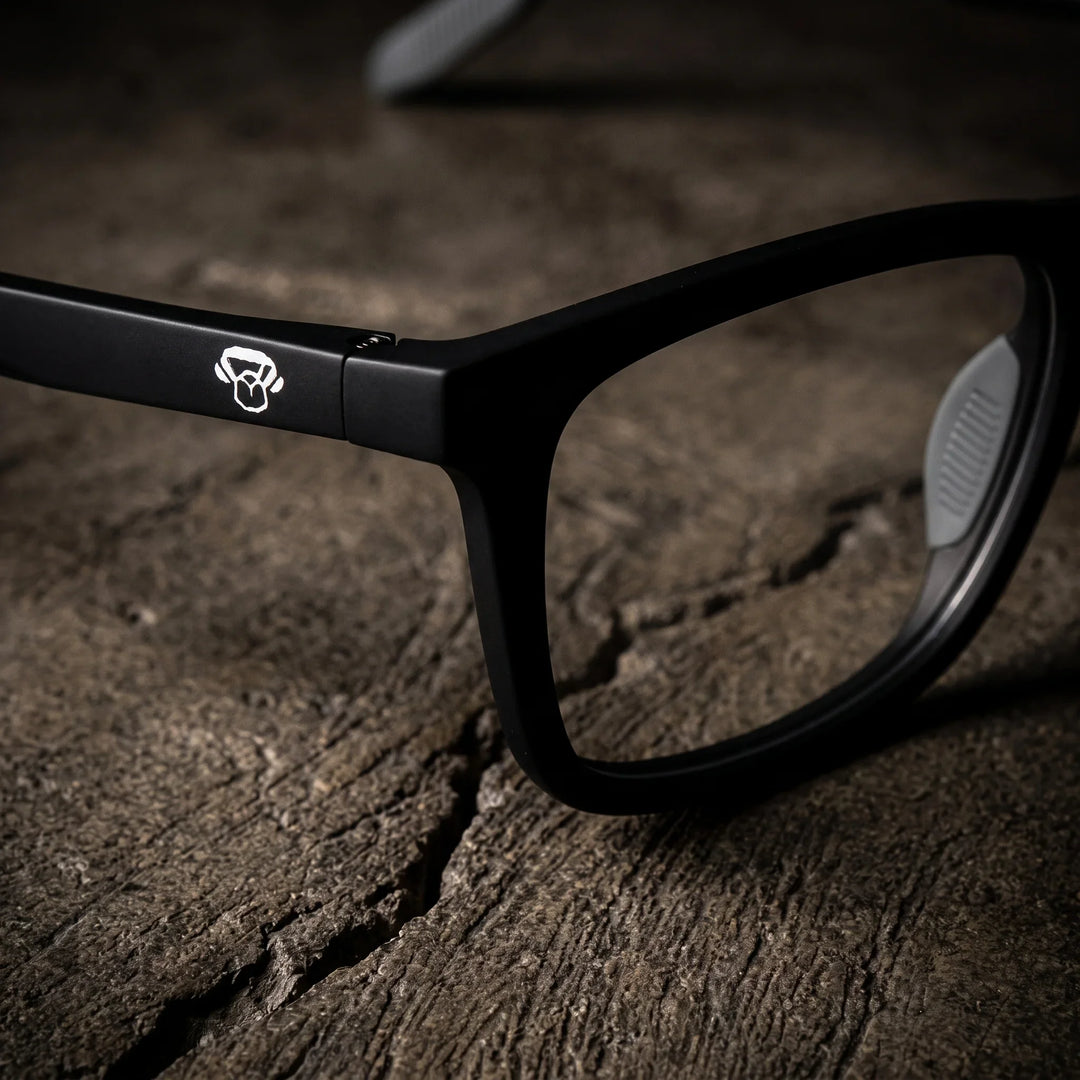 Lentes ópticos deportivos Bonoboss Phelps Negro detalle canto frente #color_negro