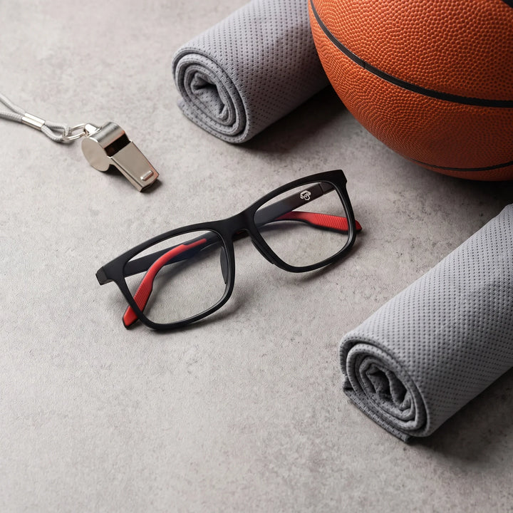 Lentes ópticos deportivos Bonoboss Phelps Rojo flatlay deporte #color_rojo