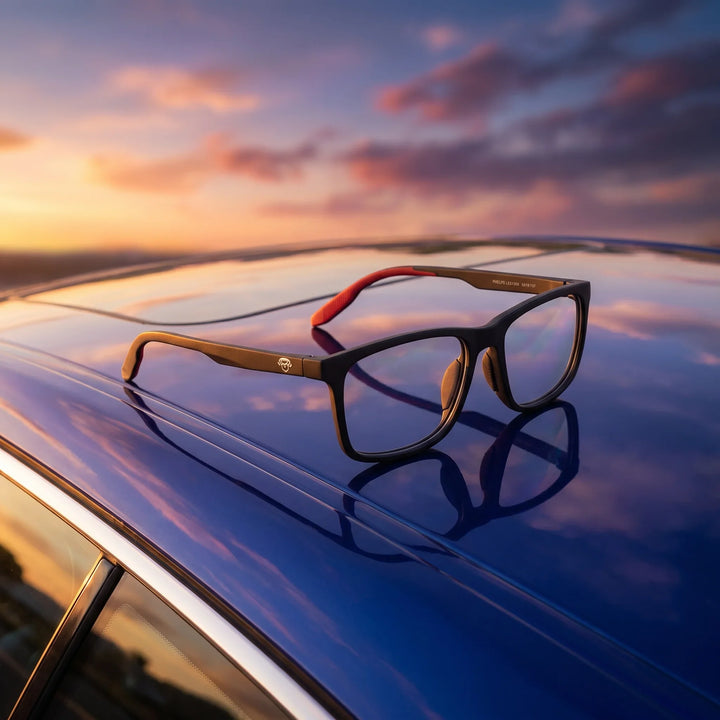 Lentes ópticos deportivos Bonoboss Phelps Rojo techo auto lujo #editorial_lifestyle4 #color_rojo