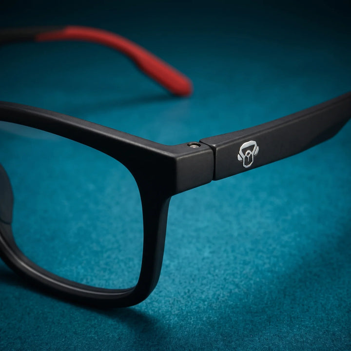 Lentes ópticos deportivos Bonoboss Phelps Rojo detalle bisagra #color_rojo
