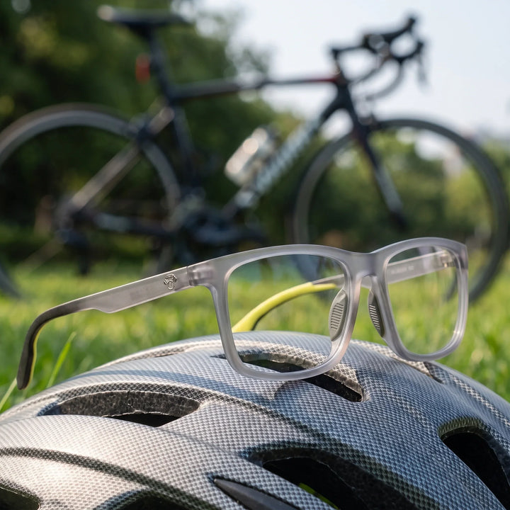 Lentes ópticos deportivos Bonoboss Phelps Verde pasto casco bici #editorial_sustentabilidad #color_verde