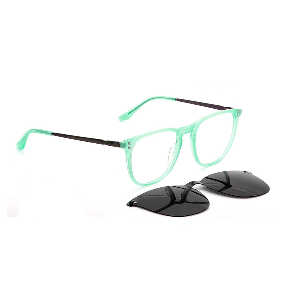 Erika Rayban azul lentes opticos con clip de sol magnetico polarizado con receta mayorista sustentable ecologico para homber y mujer vista angulada #color_green