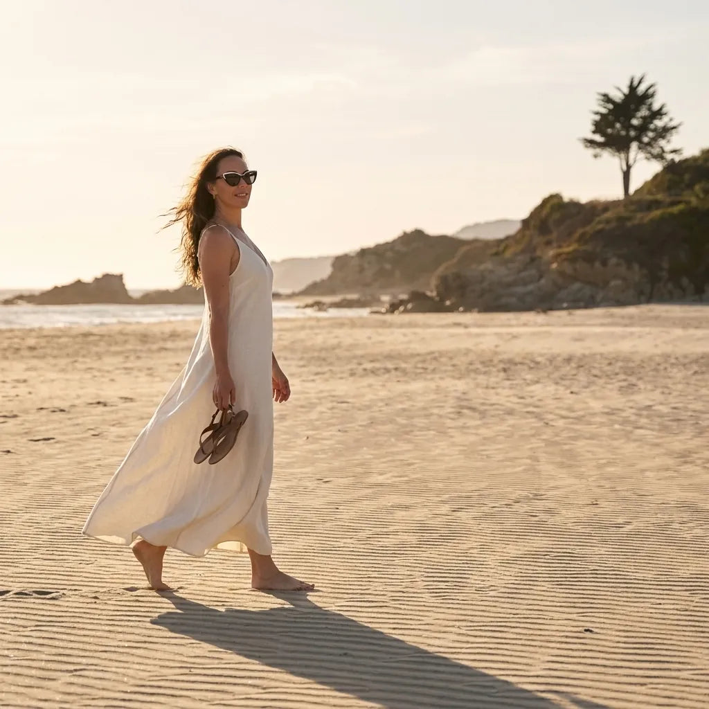 Bonoboss Anakena Clip Sol Rojo - modelo playa caminata atardecer libertad #editorial_lifestyle3 #color_rojo