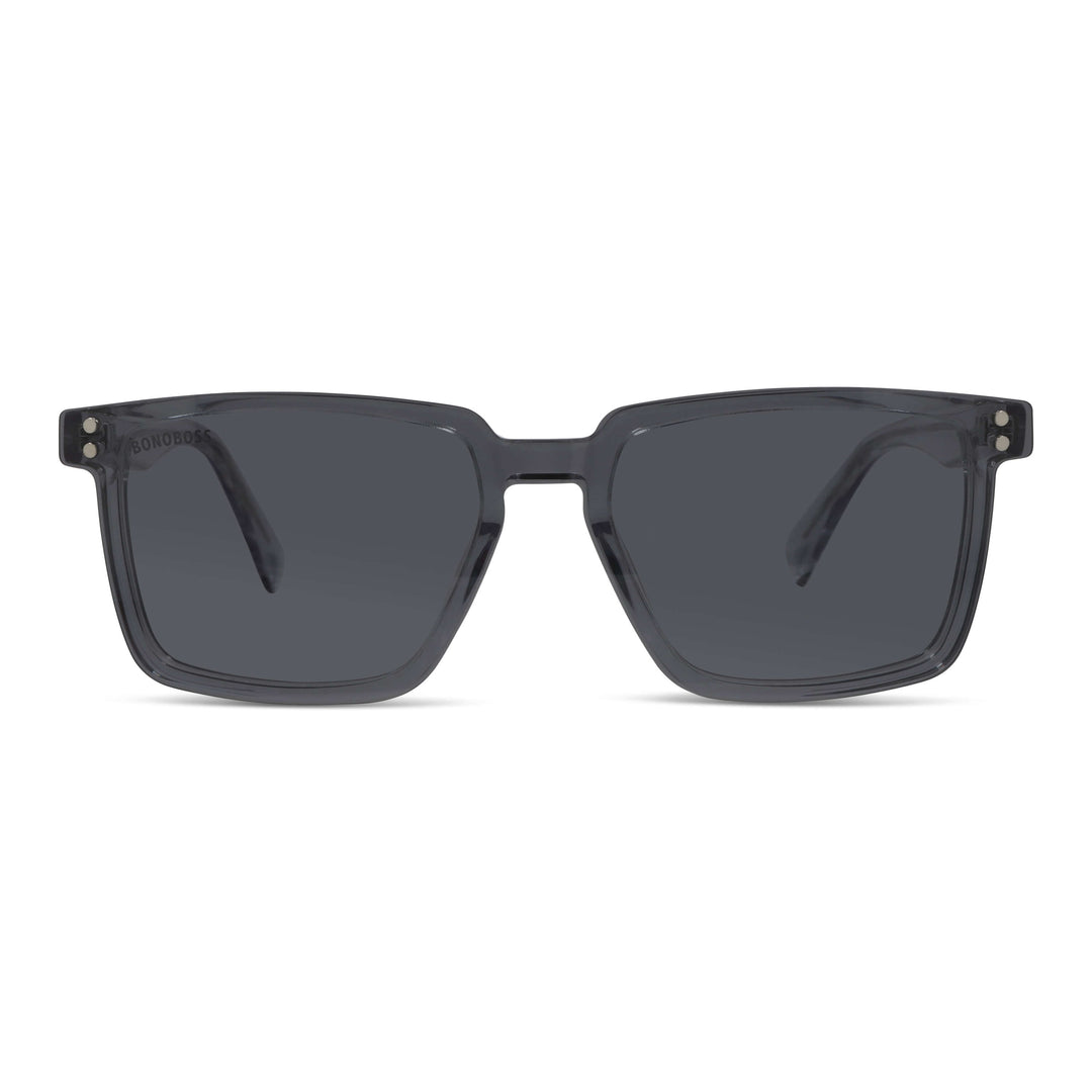 armazones opticos con clip de sol polarizado rectangulares marco optico acetato sustentable biodegradable para hombre y mujer de cara redonda grande vista frontal de color #color_transparente