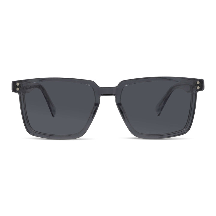 armazones opticos con clip de sol polarizado rectangulares marco optico acetato sustentable biodegradable para hombre y mujer de cara redonda grande vista frontal de color #color_transparente