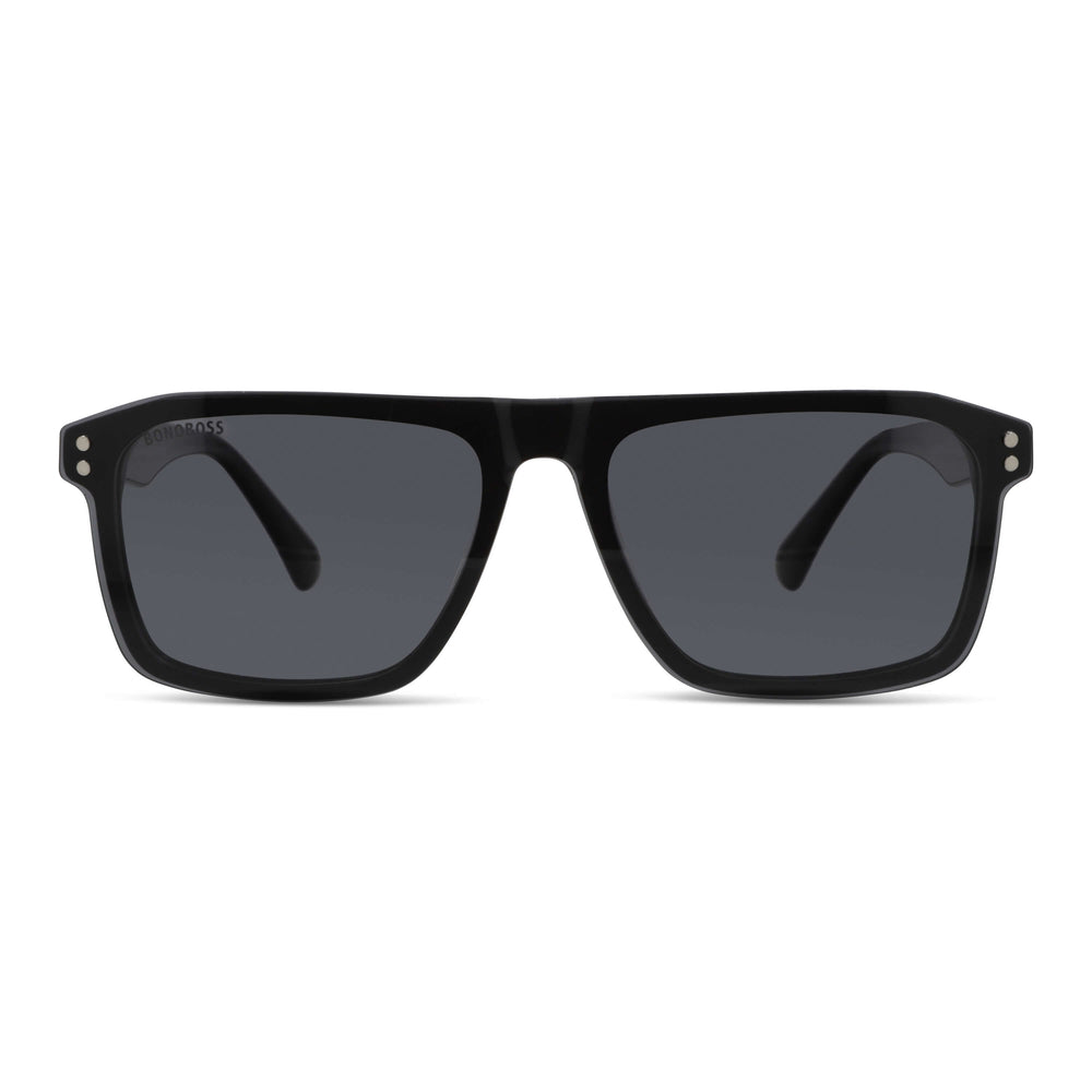 anteojos armazones marcos opticos con clip de sol polarizado rectangulares grandes en acetato sustentable biodegradable una vista angulada del color #color_carey