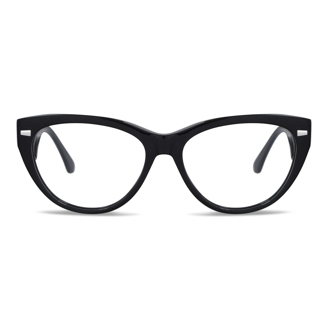anteojos gafas opticas lentes armazones clip sol polarizado plastico acetato sustentable reciclado con receta moda hombre mujer vista frontal marcos opticos para mujer de cara redonda grande #color_negro