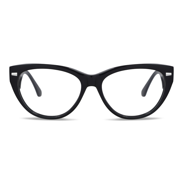 anteojos gafas opticas lentes armazones clip sol polarizado plastico acetato sustentable reciclado con receta moda hombre mujer vista frontal marcos opticos para mujer de cara redonda grande #color_negro