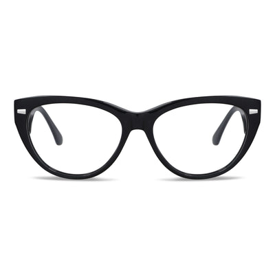 anteojos gafas opticas lentes armazones clip sol polarizado plastico acetato sustentable reciclado con receta moda hombre mujer vista frontal marcos opticos para mujer de cara redonda grande #color_negro