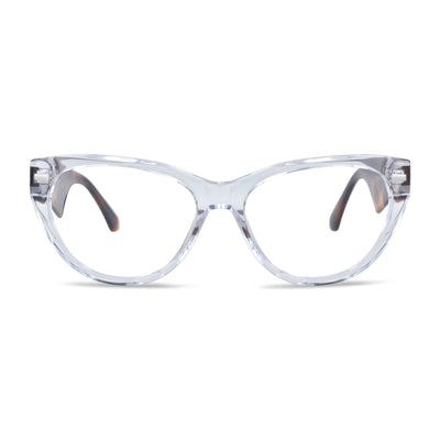 anteojos gafas opticas lentes armazones clip sol polarizado plastico acetato sustentable reciclado con receta moda hombre mujer vista frontal marcos opticos para mujer de cara redonda grande con clip de sol polarizado #color_transparente