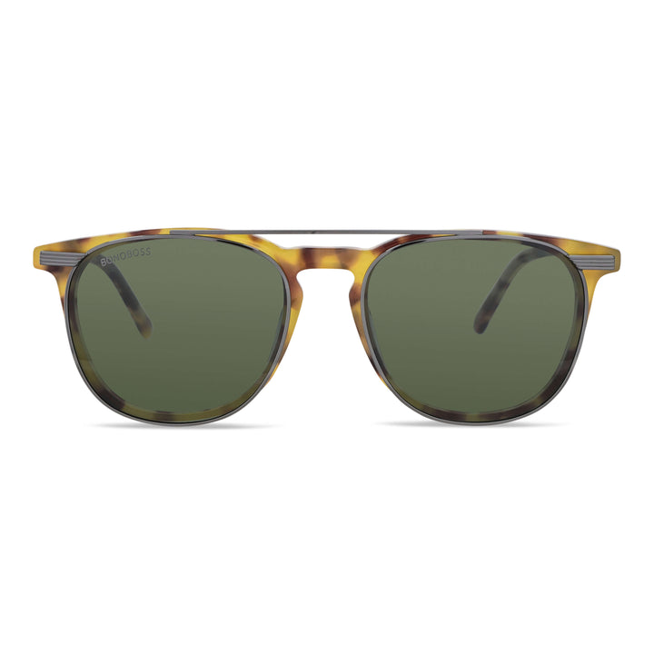 armazones opticos redondos para hombre y mujer con clip de sol polarizado marca bonoboss sustentable mayorista de opticas #color_amarillo