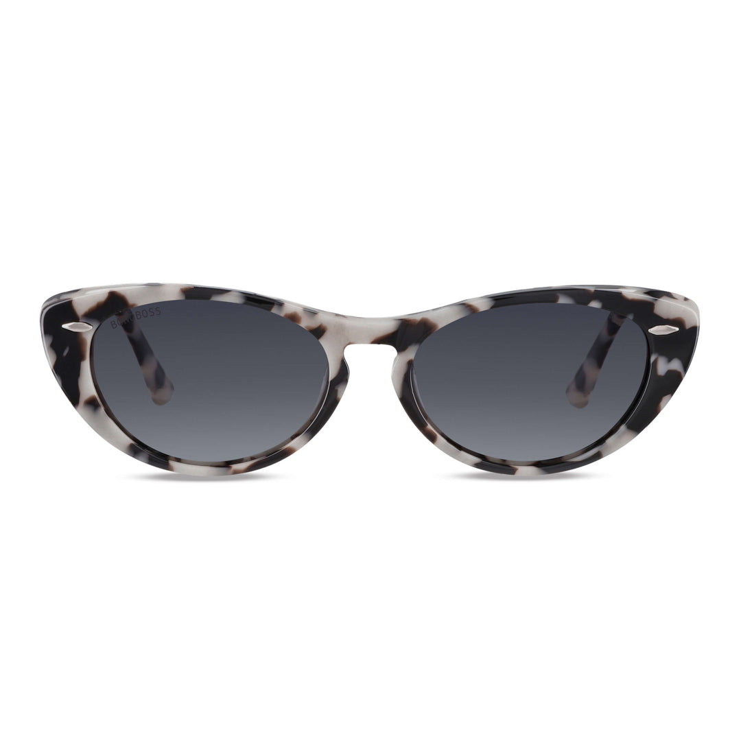 la vista frontal de unos anteojos de sol polarizados de color tipo marmoleado bonoboss en acetato sustentable #color_marble