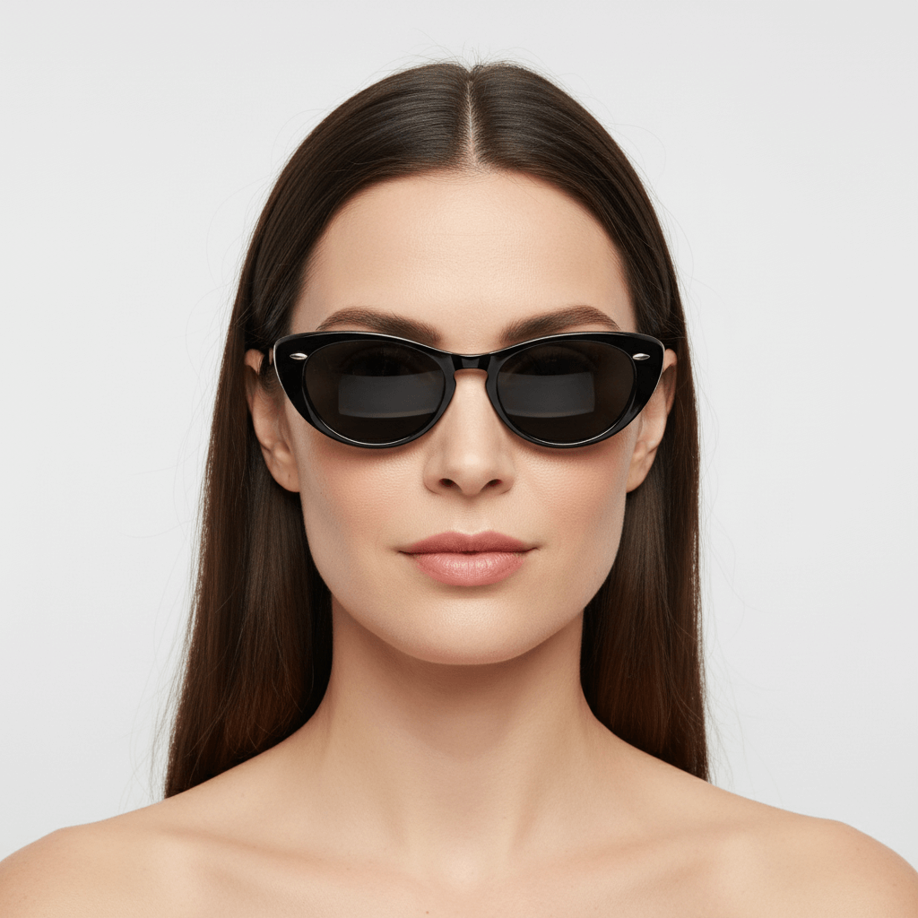 la vista lateral de una mujer con el pelo suelto color castaño claro usando anteojos de sol polarizados de color tipo marmoleado bonoboss en acetato sustentable #color_marble