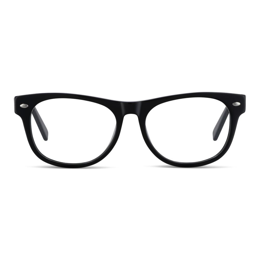 Acacia High Fit lentes de lectura color negro de frente con pregraduados #color_negro