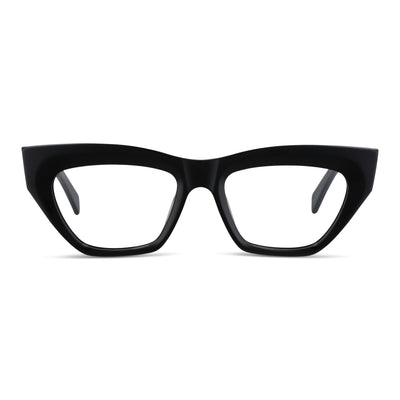 anteojos o gafas opticas para mujer lentes agatados geometricos de moda de acetato livianos y delgados para mujer #color_negro