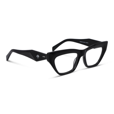 anteojos o gafas opticas para mujer lentes agatados geometricos de moda de acetato livianos y delgados para mujer #color_negro