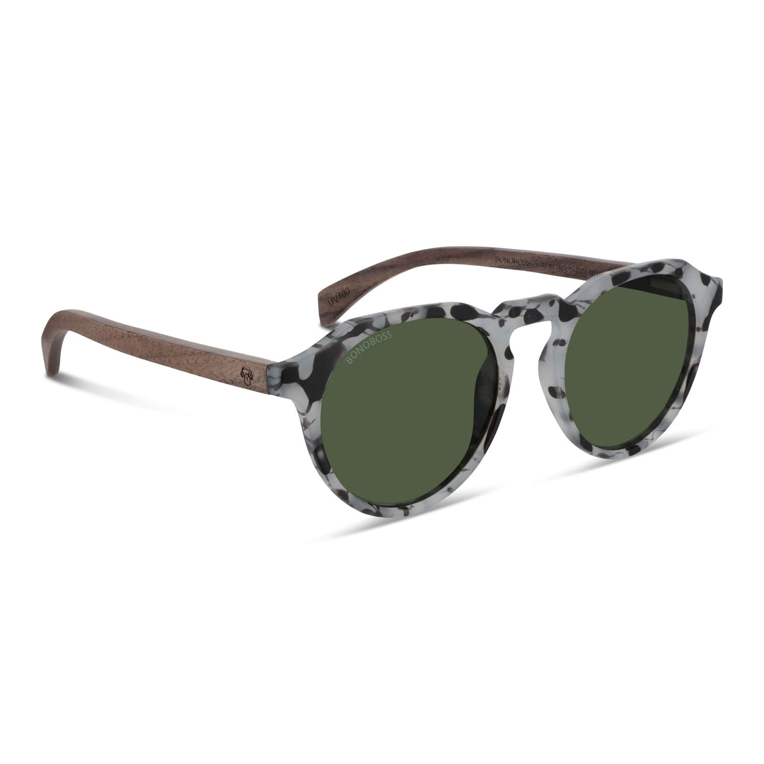 anteojos de sol hexagonales polarizados con patas de madera de hombre y mujer con lentes de color verde o G15 #color-marco_carey