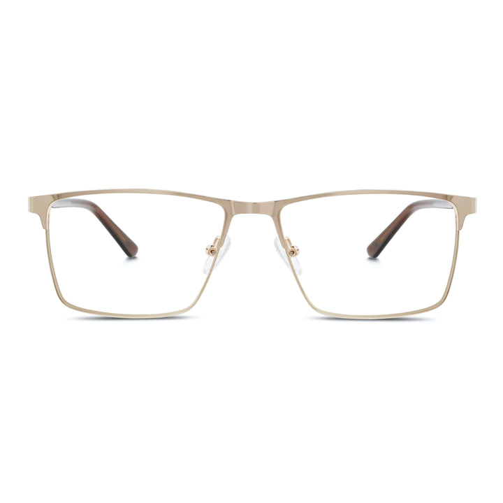 Vista frontal de Francisco lentes ópticos hombre color dorado #color_dorado