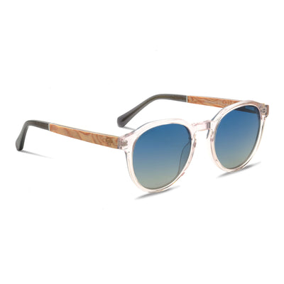 anteojos de acetato y madera reciclada con lentes polarizadas para hombre y mujer sustentables #color_transparente