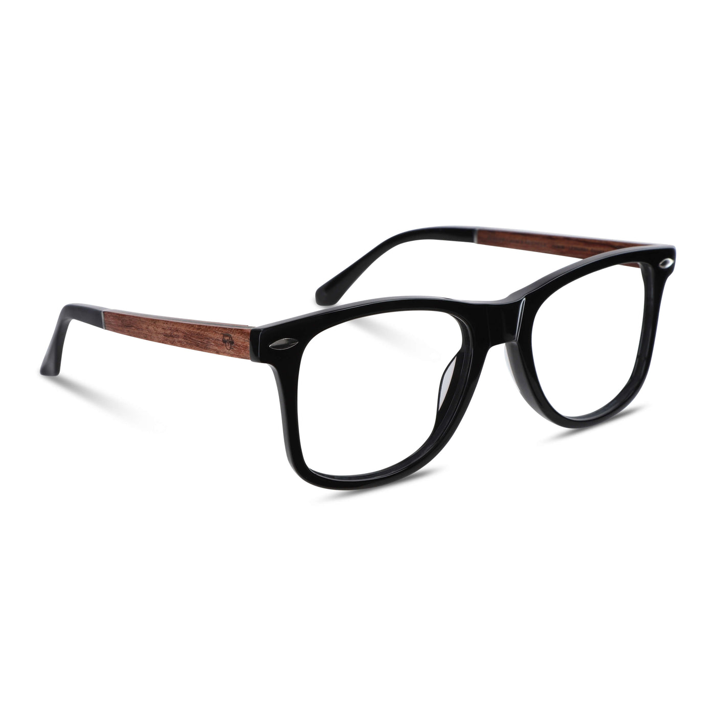 Acacia armazones anteojos ovalados para hombre y mujer de cara redonda en color negro vista lateral