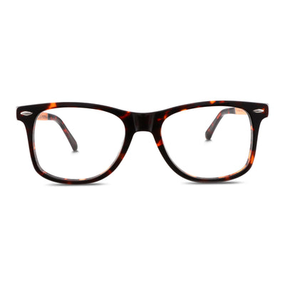 Acacia armazones anteojos ópticos con receta y filtro de luz azul de forma ovalada y color carey con patas de madera natural reciclada sustentable para hombre y mujer de cara redonda en color carey vista frontal