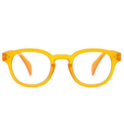anteojo lectura filtro azul color amarillo redondeado para hombre mujer moda sustentable botellas plasticas recicladas