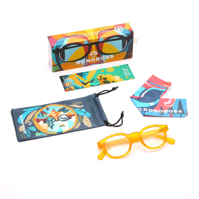 anteojo lectura filtro azul color amarillo redondeado para hombre mujer moda sustentable botellas plasticas recicladas