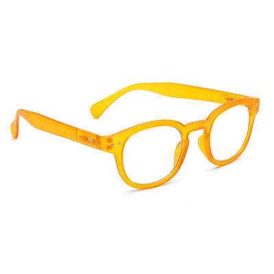 anteojo lectura filtro azul color amarillo redondeado para hombre mujer moda sustentable botellas plasticas recicladas