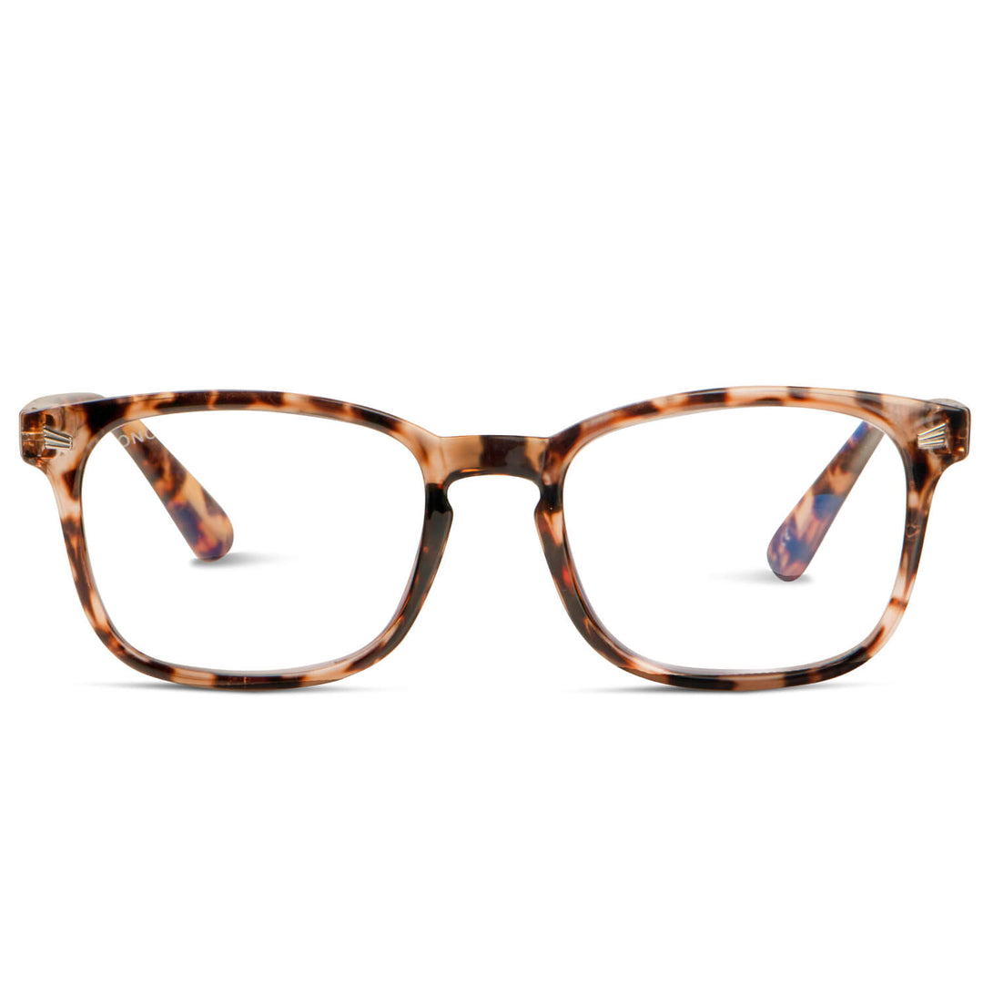 anteojos lentes de lectura filtro azul para hombre y mujer cara redonda distribuidor mayorista optica lentes sustentables plastico reciclado color carey vista frontal