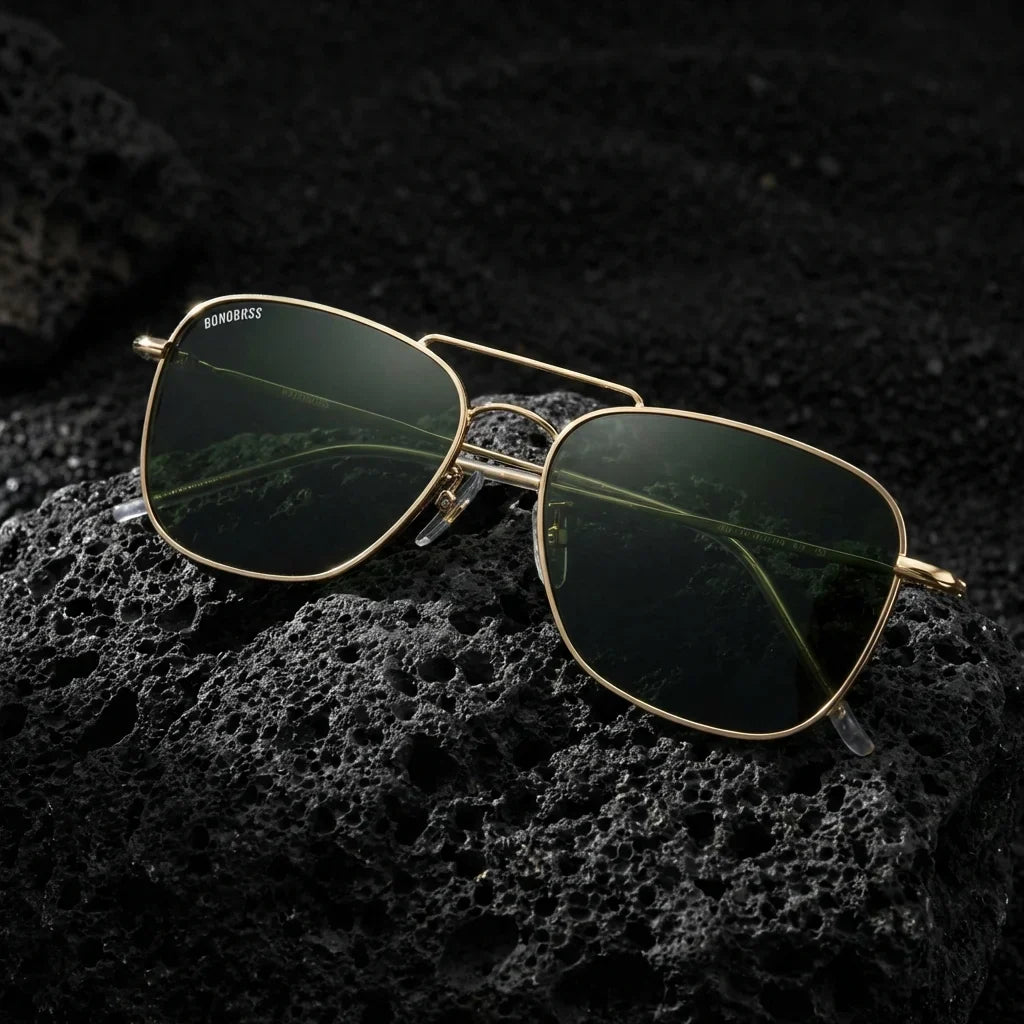 Lentes sol Commander Reverse polarizados UV400 sobre roca volcanica textura natural Bonoboss #color_g15