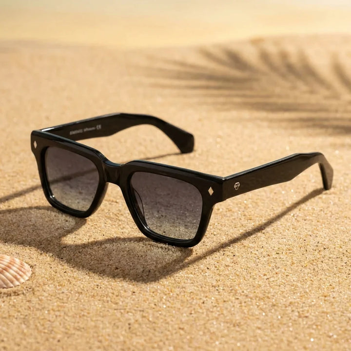 Lentes sol Bruno polarizados UV400 sobre arena dorada costa textura natural Bonoboss #color_degrade