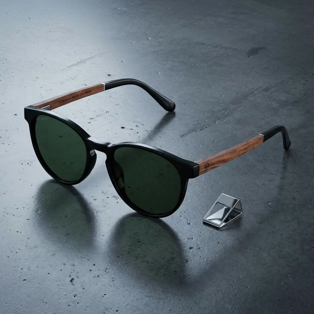 Lentes sol Chiloe 220 Black polarizados UV400 G15 sobre concreto urbano textura industrial Bonoboss #editorial_grid1 #color_g15