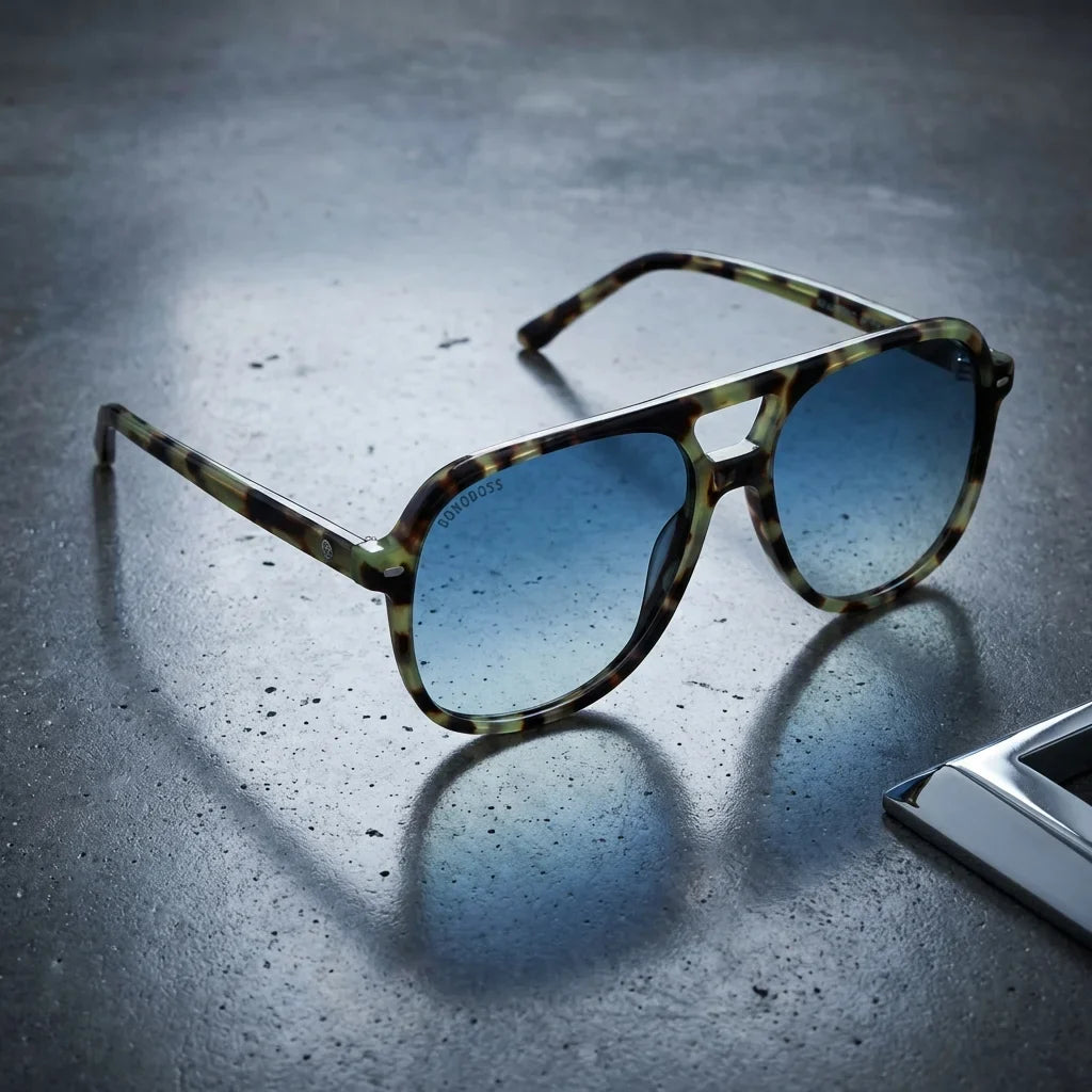 Lentes sol Orson E.D polarizados UV400 sobre concreto urbano textura industrial Bonoboss #color_verde