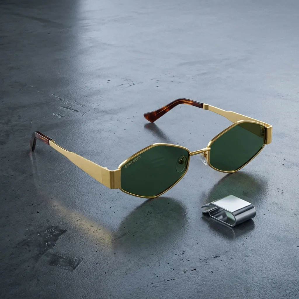 Lentes sol Valkyrie polarizados UV400 sobre concreto urbano textura industrial Bonoboss #color_g15