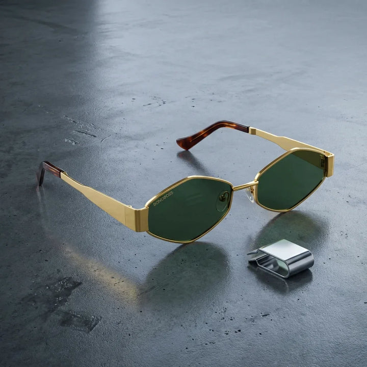 Lentes sol Valkyrie polarizados UV400 sobre concreto urbano textura industrial Bonoboss #color_g15