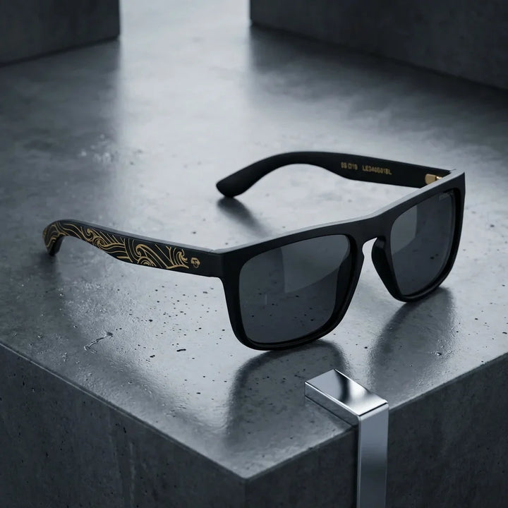 Lentes sol Lautaro Dark Designer's polarizados UV400 sobre concreto urbano textura industrial Bonoboss #editorial_detail2 #color_waves
