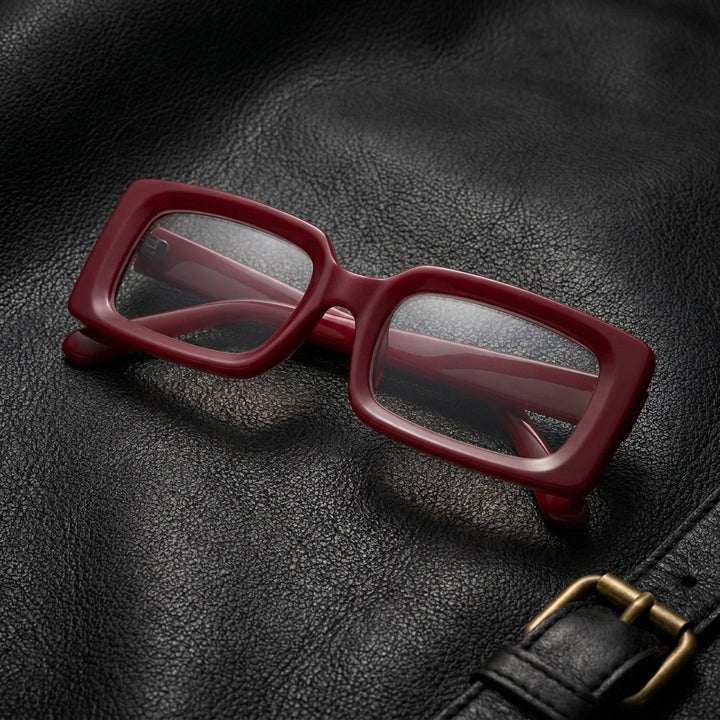 London Lentes de Lectura rojo editorial cuero brass #color_rojo