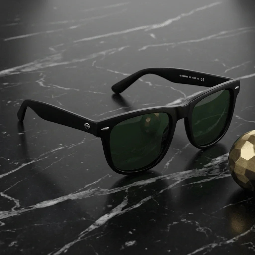 Lentes sol Acacia XL Vintage Sol Polarizado UV400 G15 sobre marmol negro superficie elegante premium Bonoboss #editorial_polarizado #color_g15