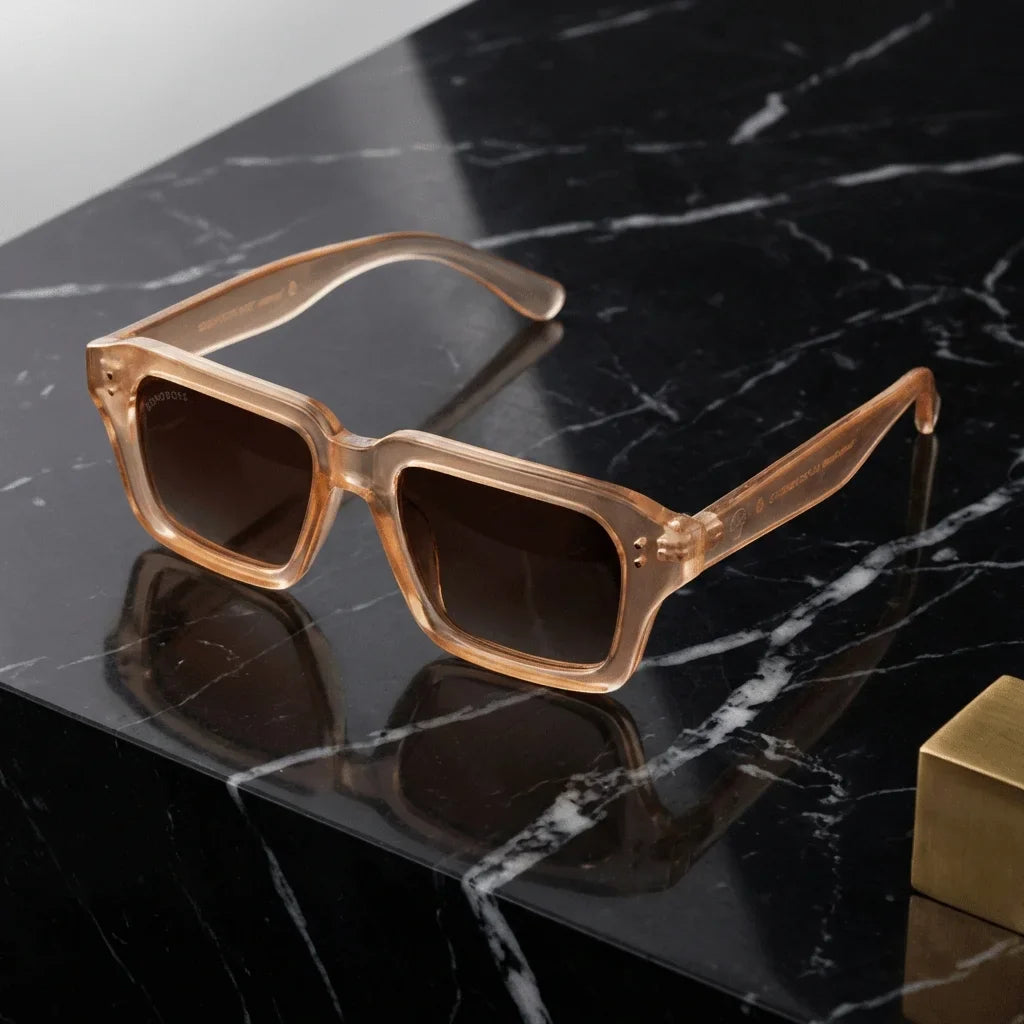Lentes sol Verona polarizados UV400 sobre marmol negro superficie elegante Bonoboss #color_champagne