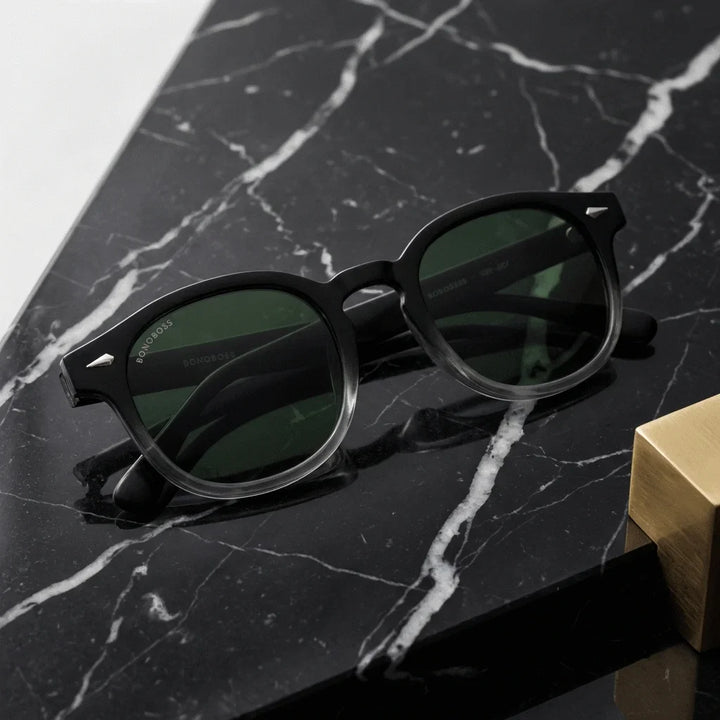 Lentes sol Waimea RPET polarizados UV400 sobre marmol negro superficie elegante Bonoboss #color_g15