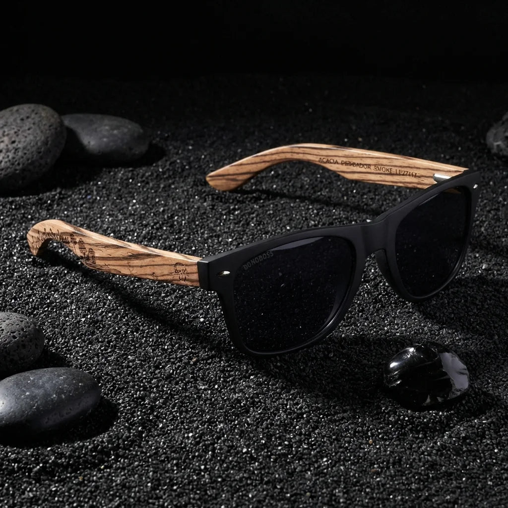 Lentes sol Acacia Designer's polarizados UV400 sobre arena negra volcanica Bonoboss #color_fisherman