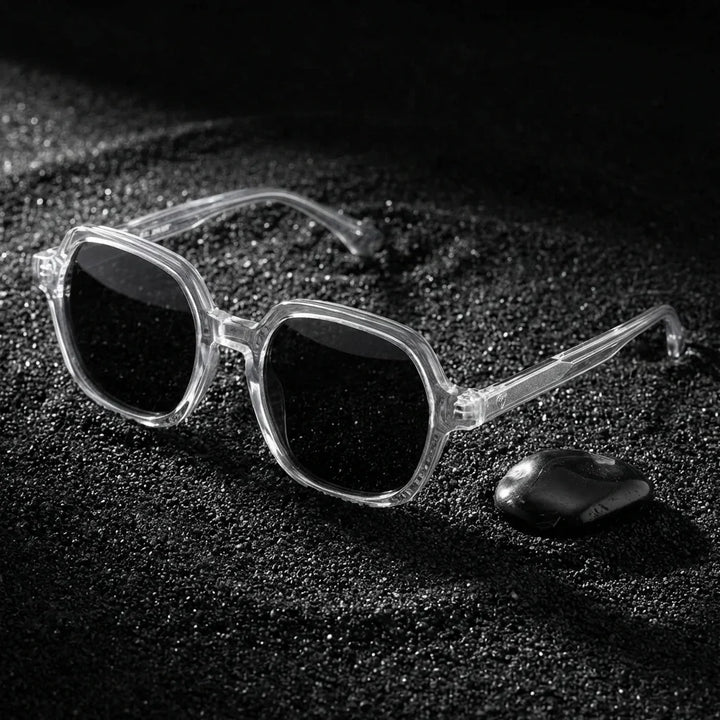Lentes sol Canarias polarizados UV400 sobre arena negra volcanica Bonoboss #color_transparente