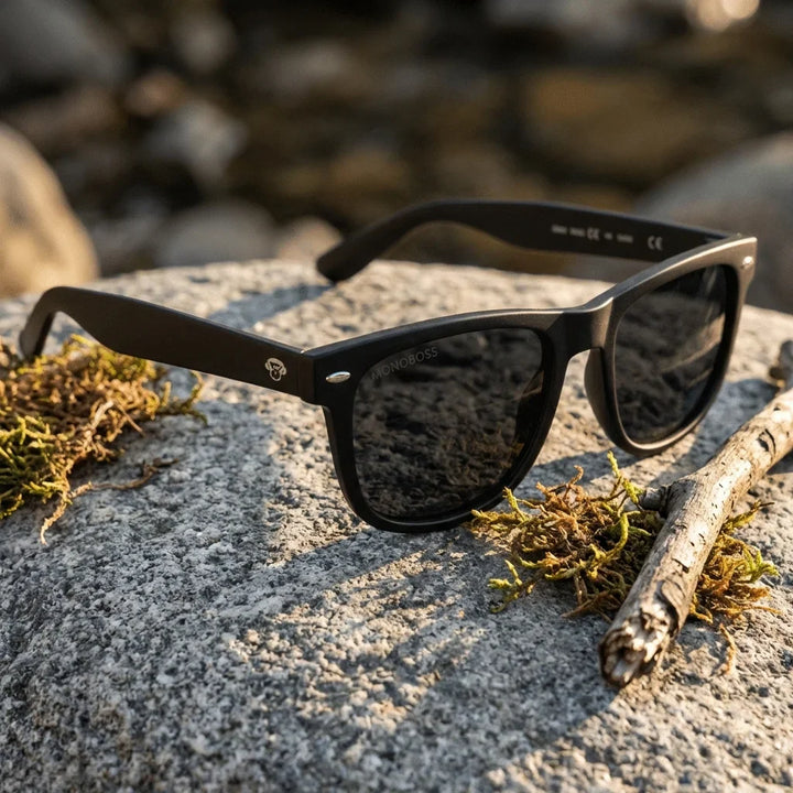 Lentes sol Acacia XL polarizados UV400 paisaje patagonico naturaleza sustentable Bonoboss #color_negro
