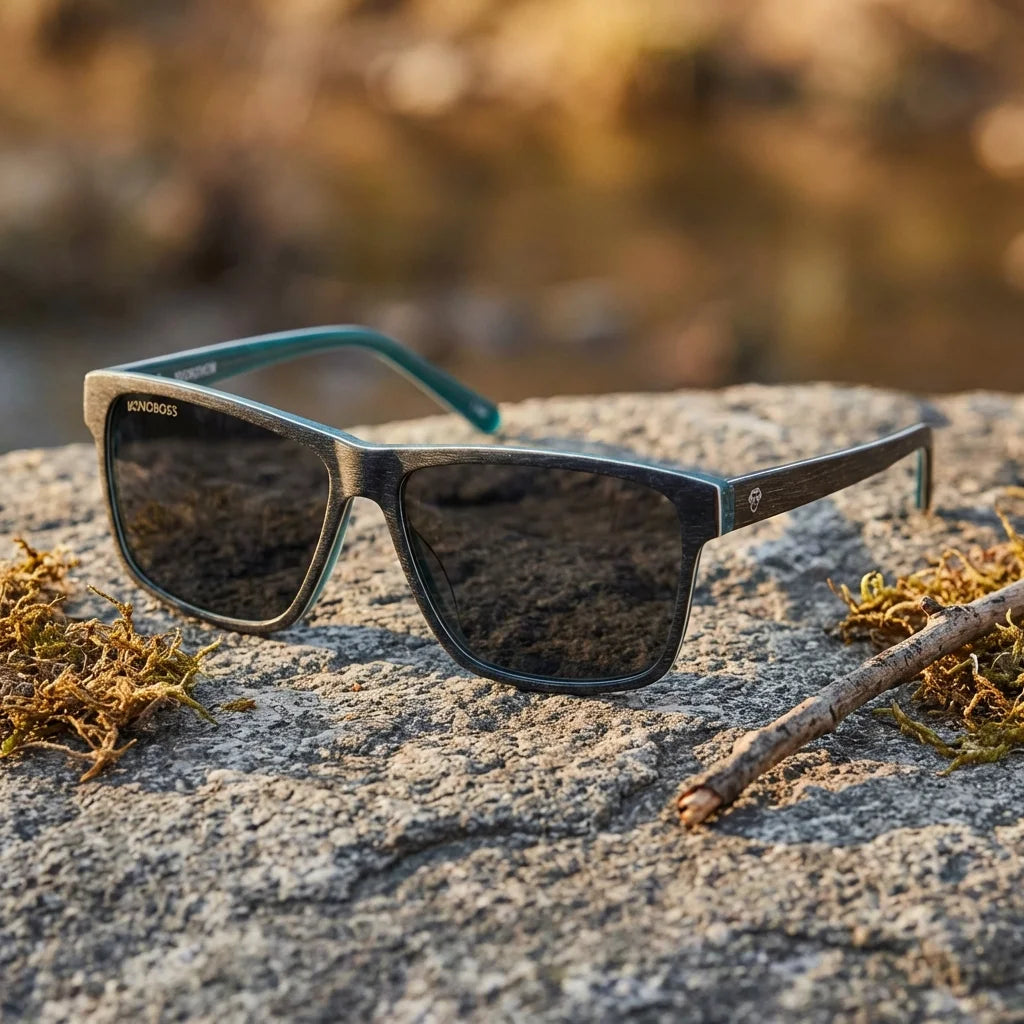 Lentes sol Keule polarizados UV400 madera darkblue roca patagonica textura natural silvestre Bonoboss #editorial_sustentabilidad #color_darkblue