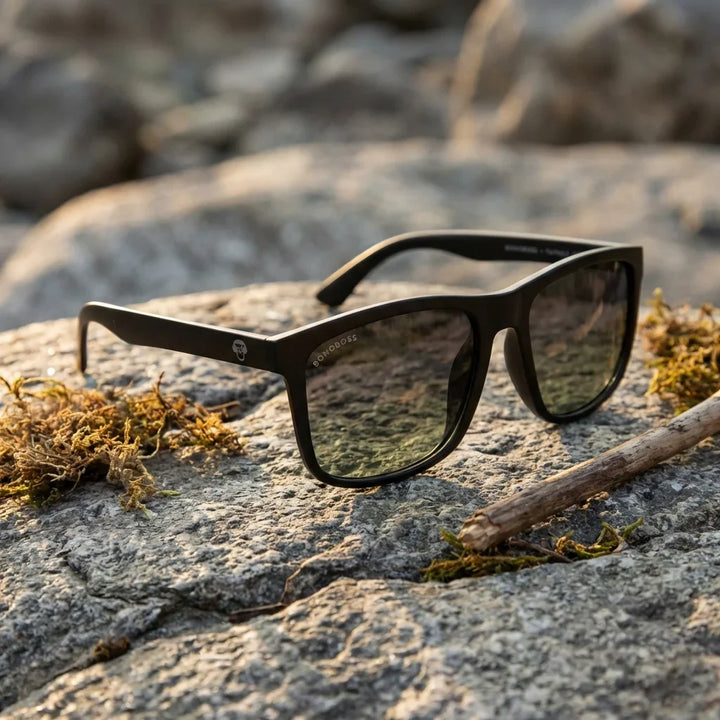 Lentes sol Rapanui RPET polarizados UV400 paisaje patagonico naturaleza sustentable Bonoboss #color_negro