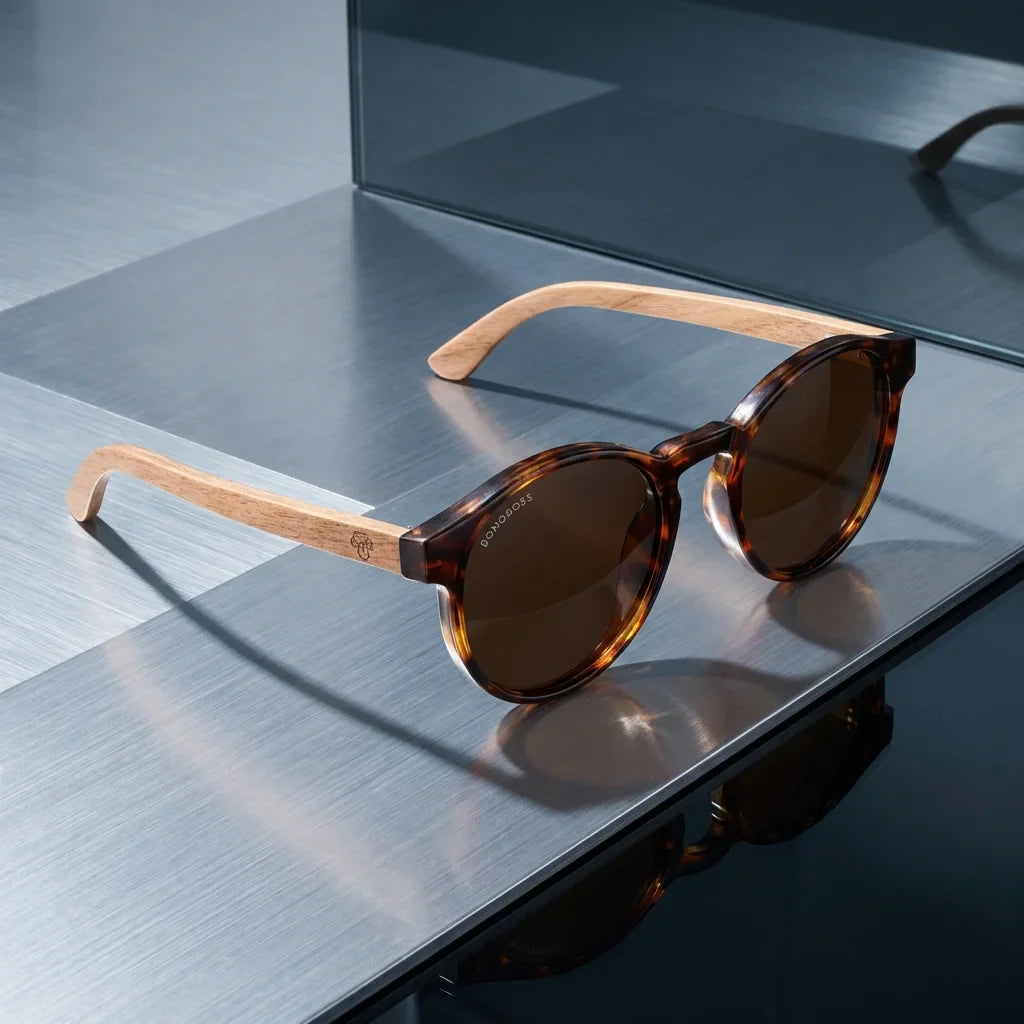 Lentes sol Paine polarizados UV400 bio-acetato carey sobre metal brushed superficie industrial premium Bonoboss #editorial_grid1 #color_carey