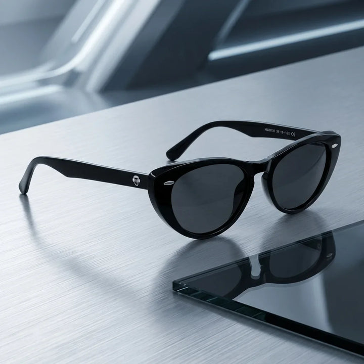 Lentes sol Havana polarizados UV400 sobre metal cepillado superficie industrial Bonoboss #color_negro