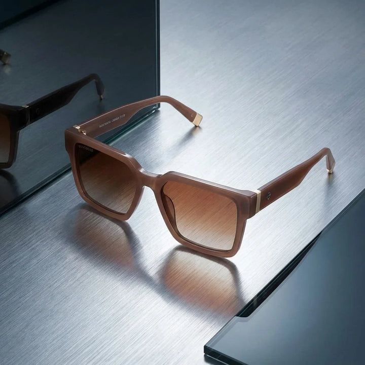 Lentes sol Montenegro polarizados UV400 sobre metal cepillado superficie industrial Bonoboss #editorial_grid1 #color_brown